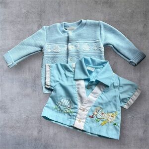 Vintage Baby Bowling Shirt & Vintage Button Down Baby Sweater